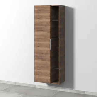 Sanipa 3way Stauraumschrank mit 1 Tür und offenen Fächern, Eiche-Tabak UM18050