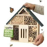 Zooprinz Insektenhotel Insektenhaus zum Aufhängen XXL 28,5 x 41 cm Vollholz, Tannenzapfen, Bambus, Holzspäne, Holzschlitz, Holz mit Löchern
