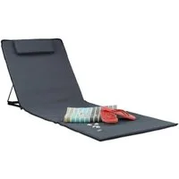 relaxdays Gartenliege Strandmatte XXL mit Kopfkissen, Anthrazit