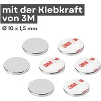 MaajeeKuto Magnet 3M Neodym Scheibenmagnet Ø10x1,5 mm selbstklebend N42 – 1 kg Haftkraft (4-St)