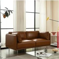 Woltu Sofa, aus Leder, im Bauhaus-Stil, Couch mit 18 cm hohen Füßen