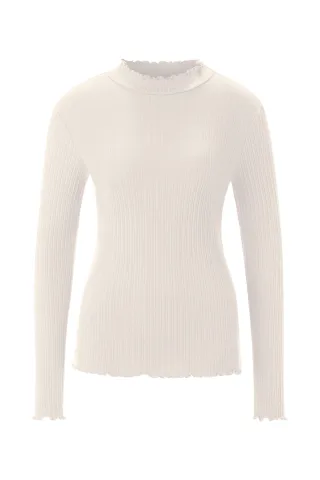 Rich & Royal - Organic Rib Longsleeve Ruffle pearl white - Gr. - XS