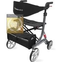 bescomedical Rollator SPRING XL - Hochbelastbar bis 240 kg - Komfortfederung, XL Gehhilfe - breiter Sitz, höhenverstellbar & faltbar