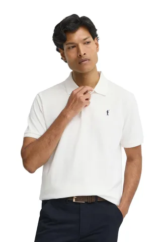 Kurzärmliges Poloshirt ecru mit gesticktem Rigby Go Logo