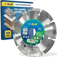 S&R Diamanttrennscheibe Industrie-Qualität, Trennscheibe 125 x 22,23 mm zum Schneiden von, Ø 125 mm, Granit, Stein, Naturstein, Marmor, Mauerwerk, Schamottenstein