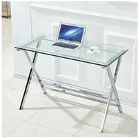 Celya Computertisch Sofatisch aus Glas (Transparente Tischplatte aus gehärtetem Glas, abgerundete Kanten), Ideal für Wohnzimmer, Schlafzimmer, Homeoffice