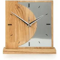 Kreative Feder Standuhr Designer-STANDUHR „Silvermoon“ aus Massivholz, ohne Ticken, Funk- oder Quarzuhrwerk, elegant, außergewöhnlich, modern