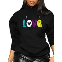 RMK Kapuzenpullover Damen Hoodie Pullover Loose Fit Oversize Love Liebe mit Baumwolle