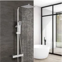 duschspa Duschsystem Duschset mit Thermostat 38℃ verstellbare Duschstange aus Edelstahl, 2 Strahlart(en), Regendusche mit quadratischem Duschkopf 20/30cm