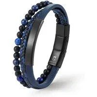 UNIQAL.de Lederarmband Lederarmband Herren "FANCY" Perlenarmband Naturstein Geflochten (Edelstahl, Echtleder, Casual Style, handgefertigt)