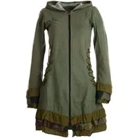 Vishes Langjacke Elfenmantel mit Zipfelkapuze, Rüschen zum Schnüren Boho, Hippie, Elfen, Goa Style