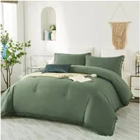 wohnTRAUM24 Bettwäsche Boho-Quasten-Bettwäsche-Sets 135x200 200x200, für alle Jahreszeiten, Quasten, 3 teilig, Premium Qualität, 100 % Polyester, sehr weich, uni, ab 135x200 cm