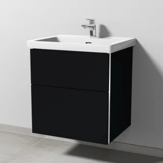 Sanipa 3way Waschtischunterbau zu Villeroy & Boch Subway 3.0 Waschtisch mit 2 Auszügen, Schwarz-Matt BS84608
