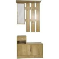 HTI-Line Garderoben-Set Garderobe Thekla, (Set, 1x Garderobenpaneel und 1x Schuhschrank, ohne Dekoration), Garderobenpaneel mit Spiegel, Hutablage und 5 Haken