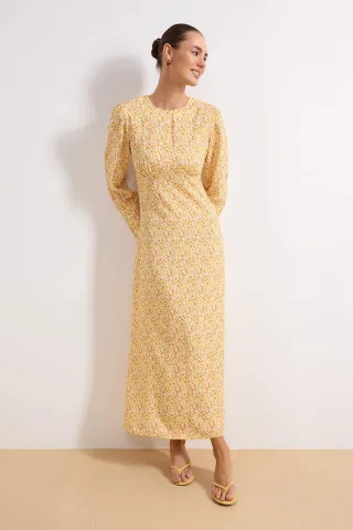 Langes, geblümtes Maxikleid für Damen, lässig/alltagstauglich, A-Linie, Hijab-Stil