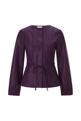 Rich & Royal - Waisted Fake Leather Jacket mulberry - Gr. - 38