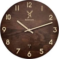 Holzwerk Funkwanduhr moderne Designer Loft Funk Holz Wand Uhr (Nahezu lautloses Uhrwerk, analog, 25 cm)
