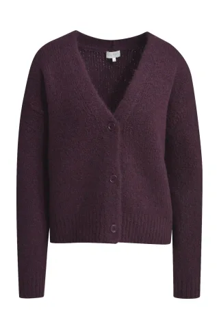 Milano Italy - Normal fitted Cardigan with 1/1 sleeves and button placket vino - Gr. - S