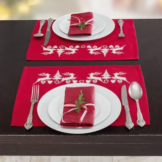 Tischsets "Hirsche rot/weiß",2er-Set