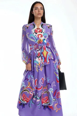 Floral Print Maxi A-Linien-Kleid