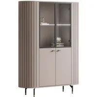 yourhouse24 Glasvitrine LINNEA 112cm 4D LED & Glas Runde Ecken Kaschmir/Schwarz