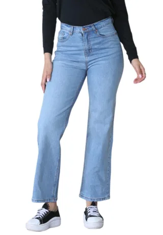 MYT Ladies Wide Leg High Waisted Jeans in Hellblau
