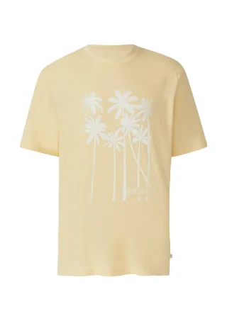 Q/S designed by - Rundhals-T-Shirt mit Frontprint gelb - Gr. - XL