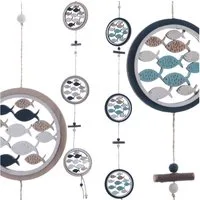 finehomegarden Dekofigur Hänger Fische Holz Maritim 2sort. Türschild Wanddeko Ø9cm xL80cm (2 St), Fensterdeko Sommer Dekoration / Paket