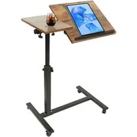 JEOBEST Laptoptisch Beistelltisch Mit Rollen, C-förmiger Couchtisch mit Holzplatte, (1-St) Höhenverstellbar 58 - 90 cm, 0-360° Neigbar