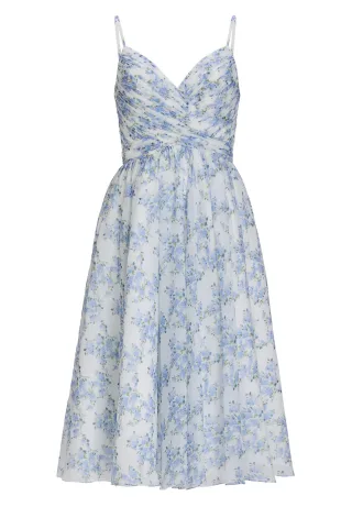 hey kyla - Midikleid aus Chiffon mit floralem Print ivory/sky blue - Gr. - 36