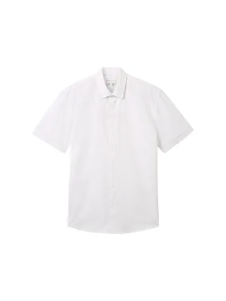 Denim Tom Tailor - Relaxed Kurzarmhemd mit Struktur white grey dots structure - Gr. - M
