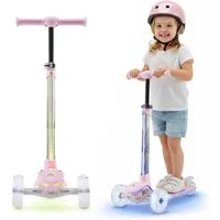 HyperMotion Dreiradscooter Kinder LED-RGB Scooter BECKY – 3-Rad Balance Scooter, höhenverstellbar, 0 km/h