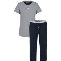 By Louise Schlafanzug Dreamy Nights (Set, 2 tlg., 2-teilig) Damen Pyjama Baumwolle Caprihose Kurzarm