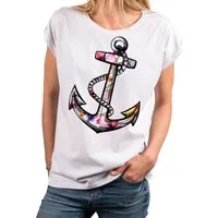 MAKAYA Tunikashirt Damen Top mit Blumen Motiv Sommer T-Shirt Oversize Print Blumenmuster (Kurzarm, Weiß, Rosa, Grau) große Größen