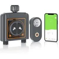 Brandson Bewässerungssteuerung WiFi Bewässerungsuhr, Bewässerungssystem, automatische Bewässerung, (4-tlg., 2-Zonen Wasserzeitschaltuhr), Bewässerungscomputer mit WLAN Verbindungssteckdose, Bewässerungssystem