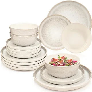 Sänger Tafelservice, Creme, Stein, 18-teilig, 27x6.5x27 cm, kratzfest, Essen & Trinken, Geschirr, Geschirr-Sets, Tafelservice