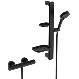 Ideal Standard Brausekombinationm.Thermostat CerathermAlu+ 600mm 2-fach-Handbrause Silk Black, BE227 BE227XG