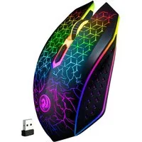 S&T Design RGB Gaming Maus Kabellos Wireless Leise Funk Bluetooth Maus (Funk, Bluetooth, kabelgebunden, 1600 dpi, USB-C Aufladbar Ergonomische Optische Maus für PC/Macbook/Laptop)