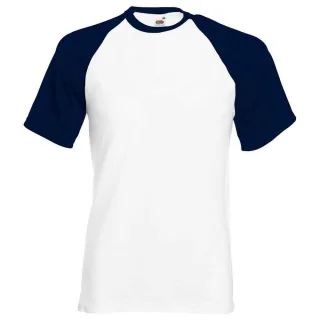 Fruit of the Loom - T-Shirt für Herren/Damen Unisex - Baseball (Grau meliert/Marineblau)