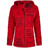 Mein Style Sweatjacke Baumwoll Patch Jacke Rot (1 Stück, 1-tlg., 1 Stück) kann als Jacke oder Pullover getragen werden