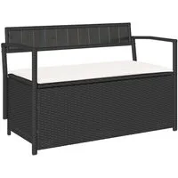 vidaXL Gartenbank Gartenbank mit Stauraum und Kissen Schwarz Poly Rattan (1-St)