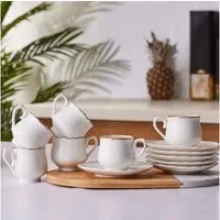 Karaca Kaffeeservice Karaca Ebruli 80 ml Kaffeetasse mit Untertasse Set für 6 Personen
