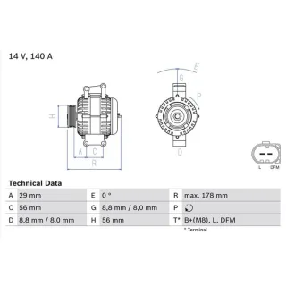 Bosch Lichtmaschine 140A Audi Seat Skoda VW 0986046180
