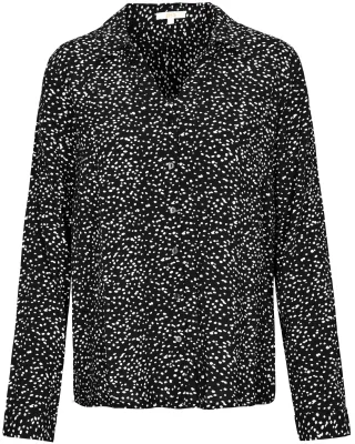 zab company - Da. Bluse, 1/1 Arm, AOP schwarz/offwhite - Gr. - 42