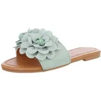 Ital-Design Modische Sandalen mit Blumenakzent, ideal für Sommer Pantolette (89368530) Blockabsatz Pantoletten in Hellgrün