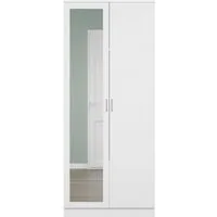 SONNI Drehtürenschrank Kleiderschrank 76x47x180cm mit spiegel und schubladen,hochglanz weiss