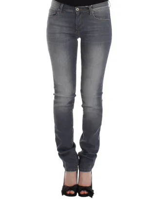 Ermanno Scervino Graue Slim Jeans Denim-Hosen Schmale Beine Stretch