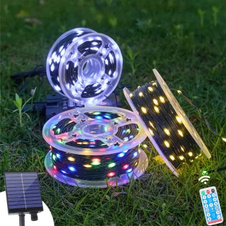 IPRee 32M LED Solar String Lights Fairy Green Wire Outdoor Christmas Light Tree Garland Waterprooffor New Year,Garden,