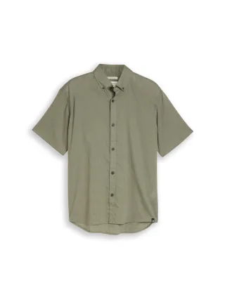 Denim Tom Tailor - Relaxed Fit Kurzarmhemd mit Leinenanteil sea spray - Gr. - M