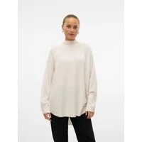 Vero Moda Strickpullover VMPLAZA LS HIGHNECK LONG PULLOVER GA BOO Materialmix, loose fit